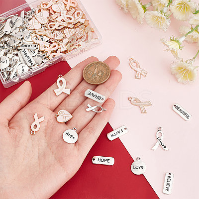 140pcs 14 style Awareness Ribbon Theme Zinc Alloy Pendants FIND-PH0018-24-1