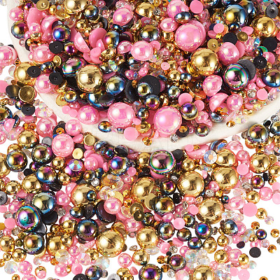 Half Round ABS Plastic Cabochons FIND-TAC0038-08C-1