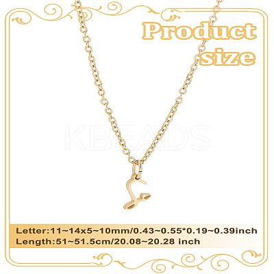 1pc 304 Stainless Steel Letter Pendant Necklaces NJEW-LP0001-39S-G-1