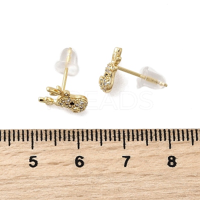 Deer Brass Micro Pave Clear Cubic Zirconia Stud Earrings EJEW-A146-03G-1