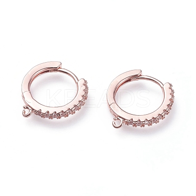 Brass Micro Pave Cubic Zirconia Huggie Hoop Earring Findings LS-ZIRC-G156-07RG-1