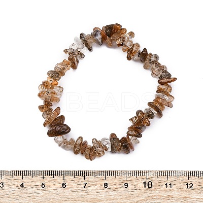 Natural Rutilated Quartz Chip Beaded Stretch Bracelets for Women Men BJEW-L038-01A-1