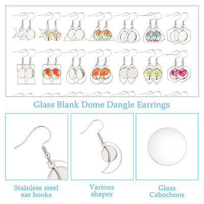 DIY Blank Dome Stainless Steel Dangle Earrings Making Kits DIY-AN0001-09P-1