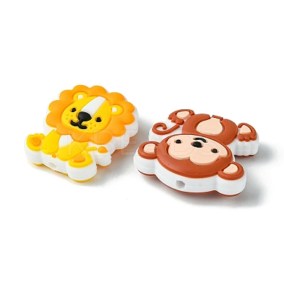 Lion/Tiger/Elephant/Monkey Zebra/Giraffe Silicone Focal Beads SIL-FS0001-19-1