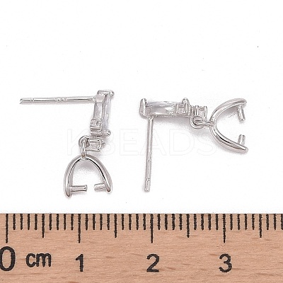 Rhodium Plated 925 Sterling Silver Stud Earring Findings STER-F048-34P-1