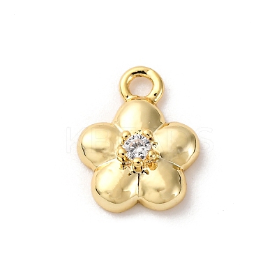 Brass Micro Pave Cubic Zirconia Charms KK-D371-04A-G-1