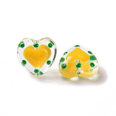 Glass Heart Beads GLAA-D005-01E-1