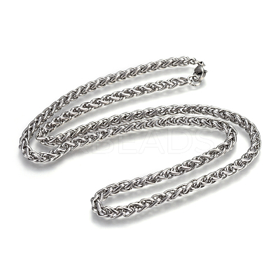Non-Tarnish 304 Stainless Steel Wheat Chain Necklaces NJEW-F242-14P-E-1