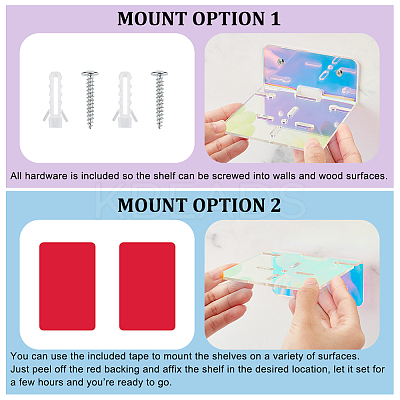 Acrylic Wall-Mounted Adhesive Camera Display Shelf with Iron Screw ODIS-WH0002-86C-1
