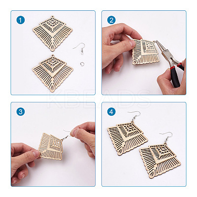 48Pcs 12 Style Undyed Natural Wooden Big Pendants WOOD-MP0001-01-1