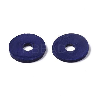 Flat Round Handmade Polymer Clay Beads CLAY-R067-12mm-35-1