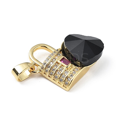 Real 18K Gold Plated Rack Plating Brass Micro Pave Clear Cubic Zirconia Pendants KK-C015-17G-14-1