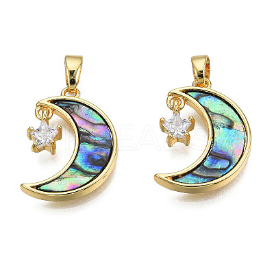 Brass Clear Cubic Zirconia Pendants X-KK-N233-406-1