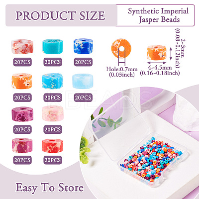 200Pcs 10 Colors Synthetic Imperial Jasper Dyed Beads G-TA0002-49-1