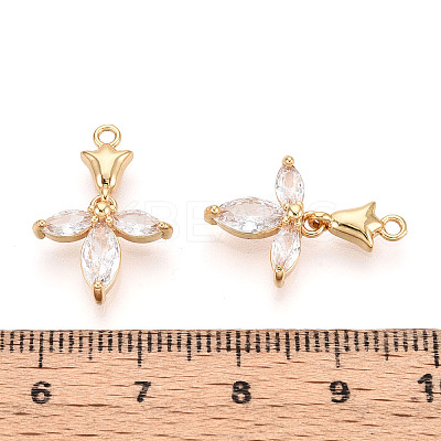 Brass Micro Pave Clear Cubic Zirconia Pendants KK-T078-05G-02-1