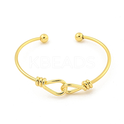 Cross Knot Brass Open Cuff Bangles for Women BJEW-G704-01G-1
