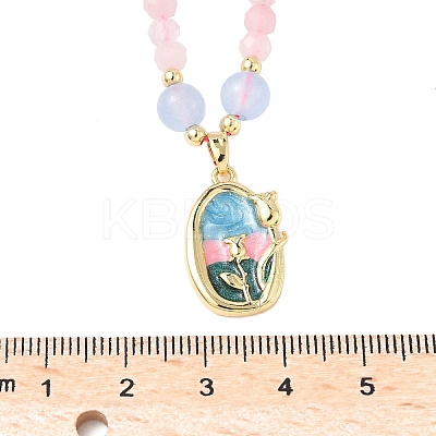 Natural Rose Quartz Pendant Necklaces for Women NJEW-G165-01D-G-1