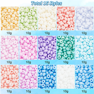 150G 14 Colors 6/0 Glass Seed Opaque Beads SEED-PH0001-96-1