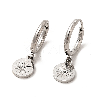 Crystal Rhinestone Flat Round with Star Dangle Stud Earrings EJEW-P219-21P-1