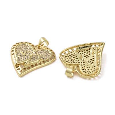 Brass Micro Pave Clear Cubic Zirconia Pendants KK-H466-08G-01-1