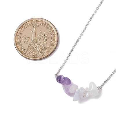 Gradient Color Gemstone Chip Pendant Necklaces NJEW-JN05073-1