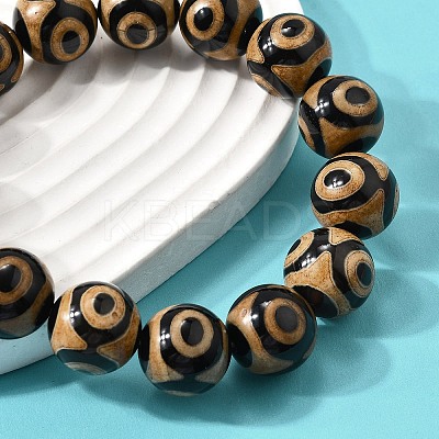 Natural Agate Round Beaded Stretch Bracelets BJEW-U047-01-1