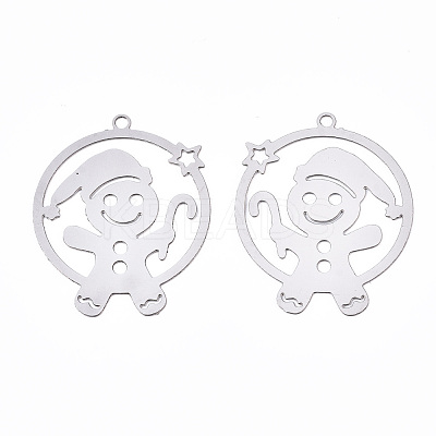 Non-Tarnish Christmas 201 Stainless Steel Filigree Pendants STAS-S118-002P-1