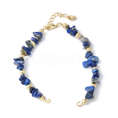 Natural Lapis Lazuli Chip Beaded Bracelet Making KK-F892-19G-1