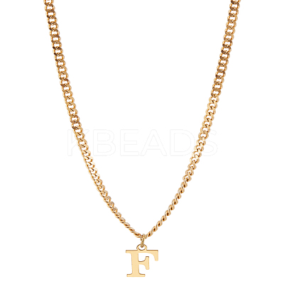 1Pc 304 Stainless Steel Letter Pendant Necklaces NJEW-LP0001-33F-G-1