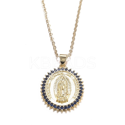 Brass Micro Pave Cubic Zirconia Pendant Necklaces NJEW-H100-01-1