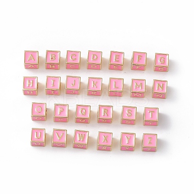 Rack Plating Brass Enamel Beads KK-B060-04G-05-1