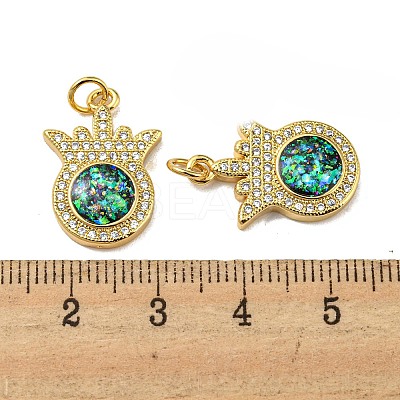 Brass Micro Pave Cubic Zirconia with Synthetic Opal Pendants KK-D096-01B-G-1