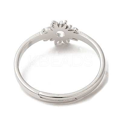 Non-Tarnish 304 Stainless Steel Flower Adjustable Ring for Women RJEW-M149-03P-1
