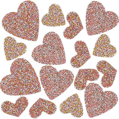 4 Styles Heart Hotfix Rhinestone Iron on Patches Appliques PATC-CP0001-02A-1