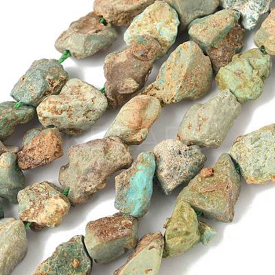 Raw Rough Natural HuBei Turquoise Beads Strands G-M453-D09-1