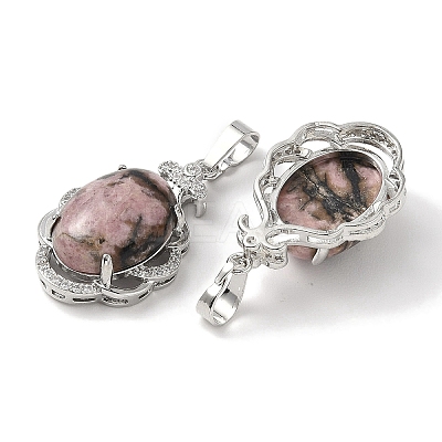 Natural Rhodonite Oval Pendants G-NH0025-15P-15-1