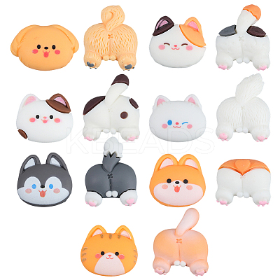 64Pcs 14 Styles Animal Theme Opaque Resin Cabochons CRES-SC0003-20-1