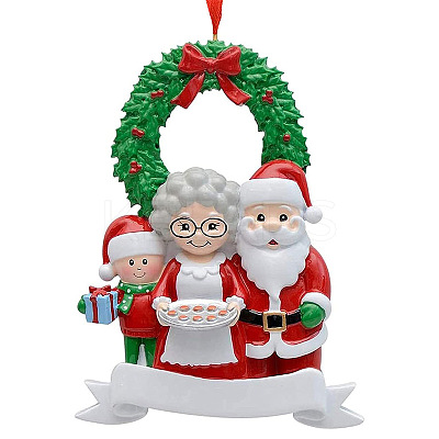 Resin Santa Claus Family Pendant Decorations XMAS-PW0006-01-1