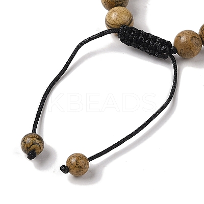 8mm Round Natural Picture Jasper Braided Bead Bracelets BJEW-C067-01B-28-1