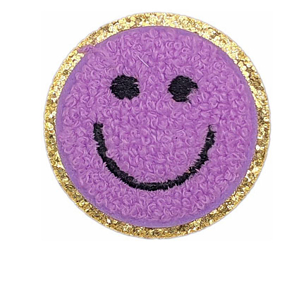 Flat Round with Smiling Face Computerized Towel Embroidery Cloth Iron on/Sew on Patches SMFA-PW0001-54F-1