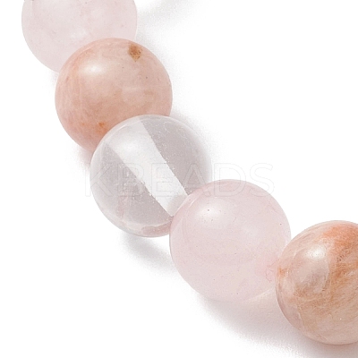 Natural Rose Quartz & Quartz Crystal & Sunstone Beads Stretch Bracelets for Women BJEW-TA00704-03-1