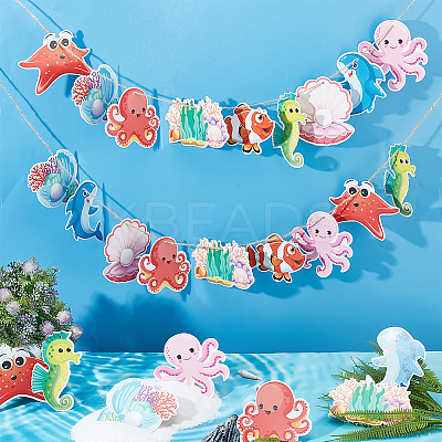 Ocean Theme Sea Animal Pendant Decoration HJEW-WH0042-85-1