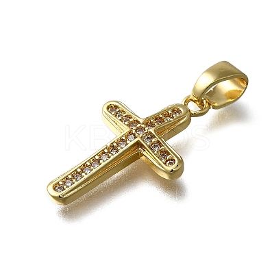 Brass Micro Pave Clear Cubic Zirconia Pendants ZIRC-I070-112G-1