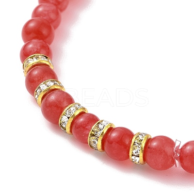 Round Natural Malaysia Jade(Dyed) Bead Stretch Bracelets BJEW-JB09127-1