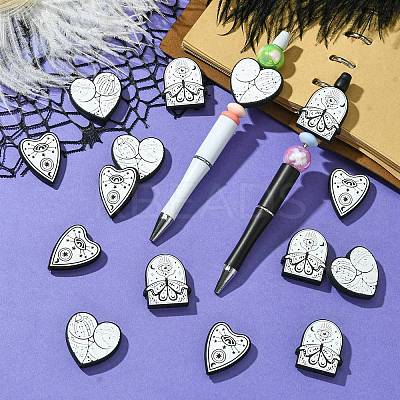 15Pcs 3 Styles Food Grade Gothic Theme Silicone Focal Beads SIL-CJ0001-88-1