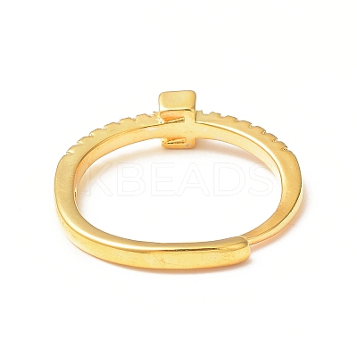 Clear Cubic Zirconia Initial Letter Adjustable Ring RJEW-C052-01G-E-1