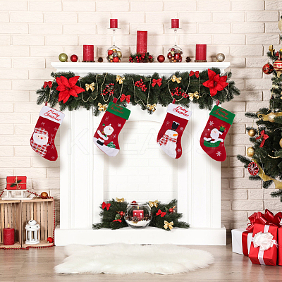 4Pcs 4 Style Cloth Christmas Stocking Hanging Decoration AJEW-WR0001-76-1