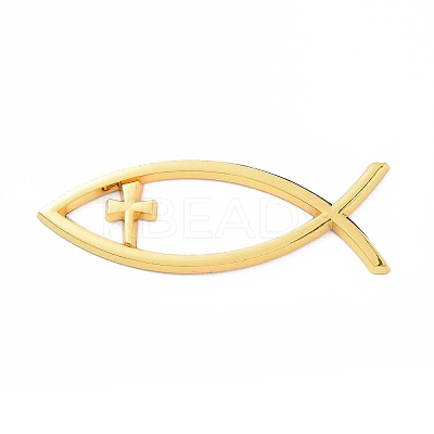 (Defective Closeout Sale: Scratched)Waterproof 3D Jesus Fish with Cross ABS Plastic Self Adhesive Stickers AJEW-XCP0002-04-1