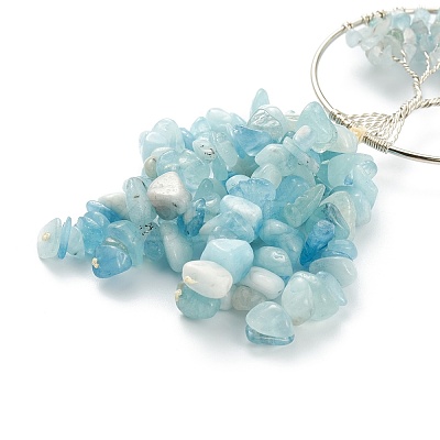 Natural Aquamarine Car Hanging Decorations HJEW-L026-05P-1