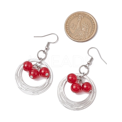 4 Pairs Brass & Glass & 304 Stainless Steel Dangle Earrings EJEW-JE06258-1